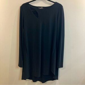 SYMPLI Sz 12 Tear Drop Crew Neck Asymmetrical Hemline  Long Sleeve Lined Tunic